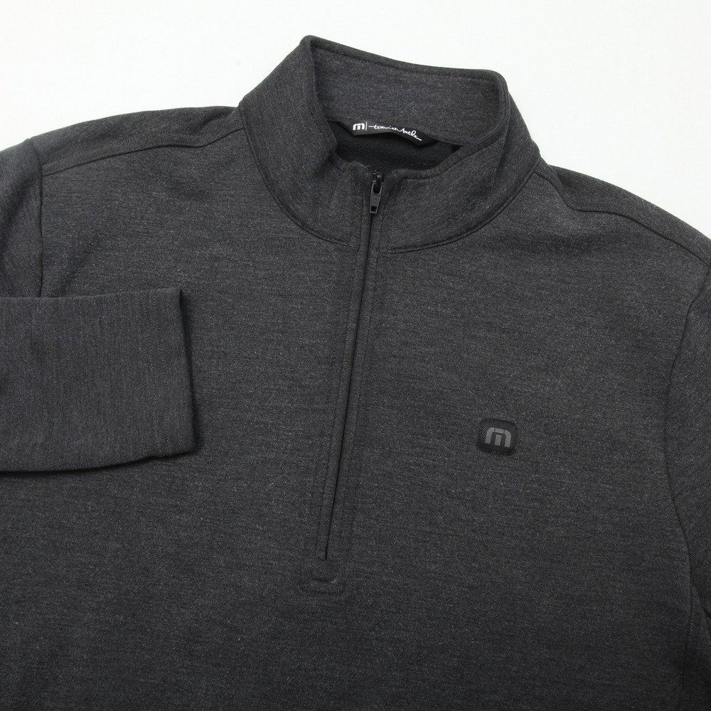 TravisMathew Men's L Charcoal Gray Quarter Zip Pullover Activewear Golf Top